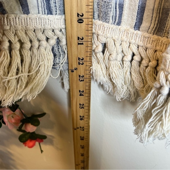 Knox Rose Boho Fringe 3/4 Sleeve Cardigan Size XL Blue Orange Eccentric Womens - Picture 7 of 9